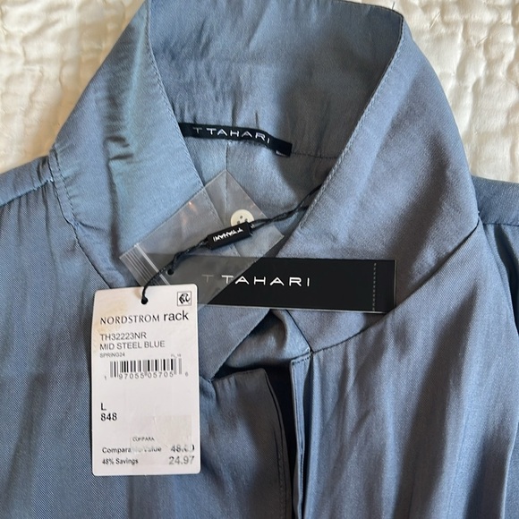 Tahari Steel Blue Sleeveless Blouse NWT - Picture 6 of 10